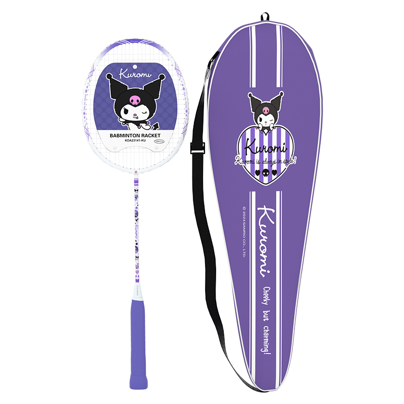 

Sanrio Kulomi kda23141 ku ракетка для бадминтона из цельного карбона, наступательного типа, с утяжеленной головкой, жестким стержнем, высокого класса, бело-фиолетовая