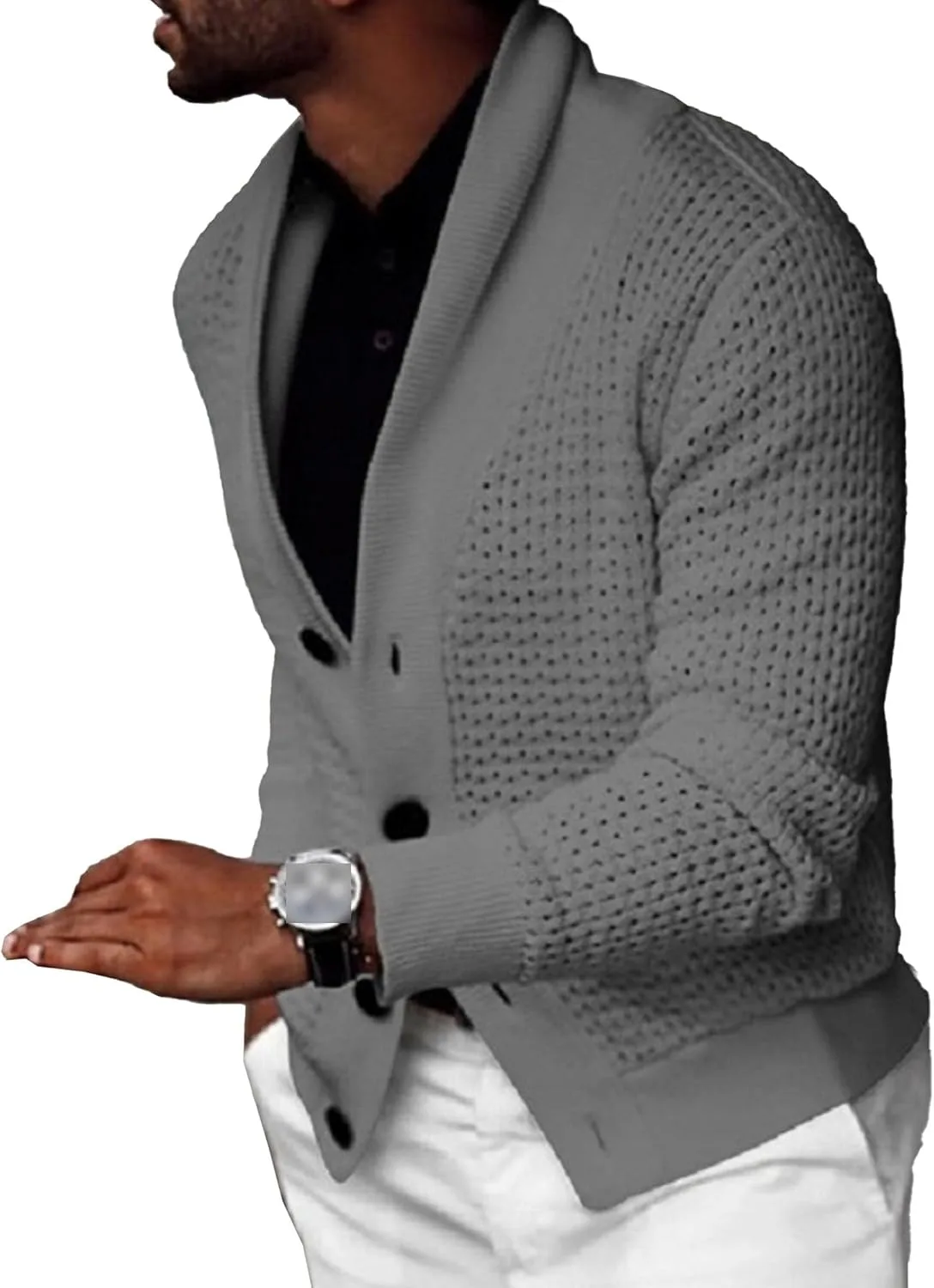 

Мужской кардиган на пуговицах с длинным рукавом