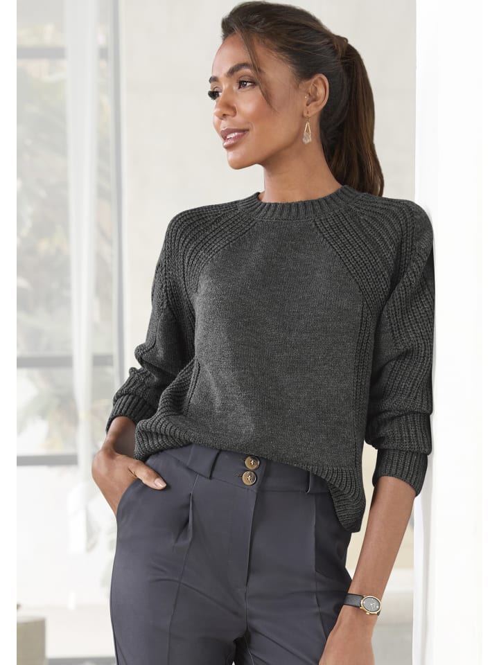 

Темно-серый меланжевый вязаный свитер LASCANA