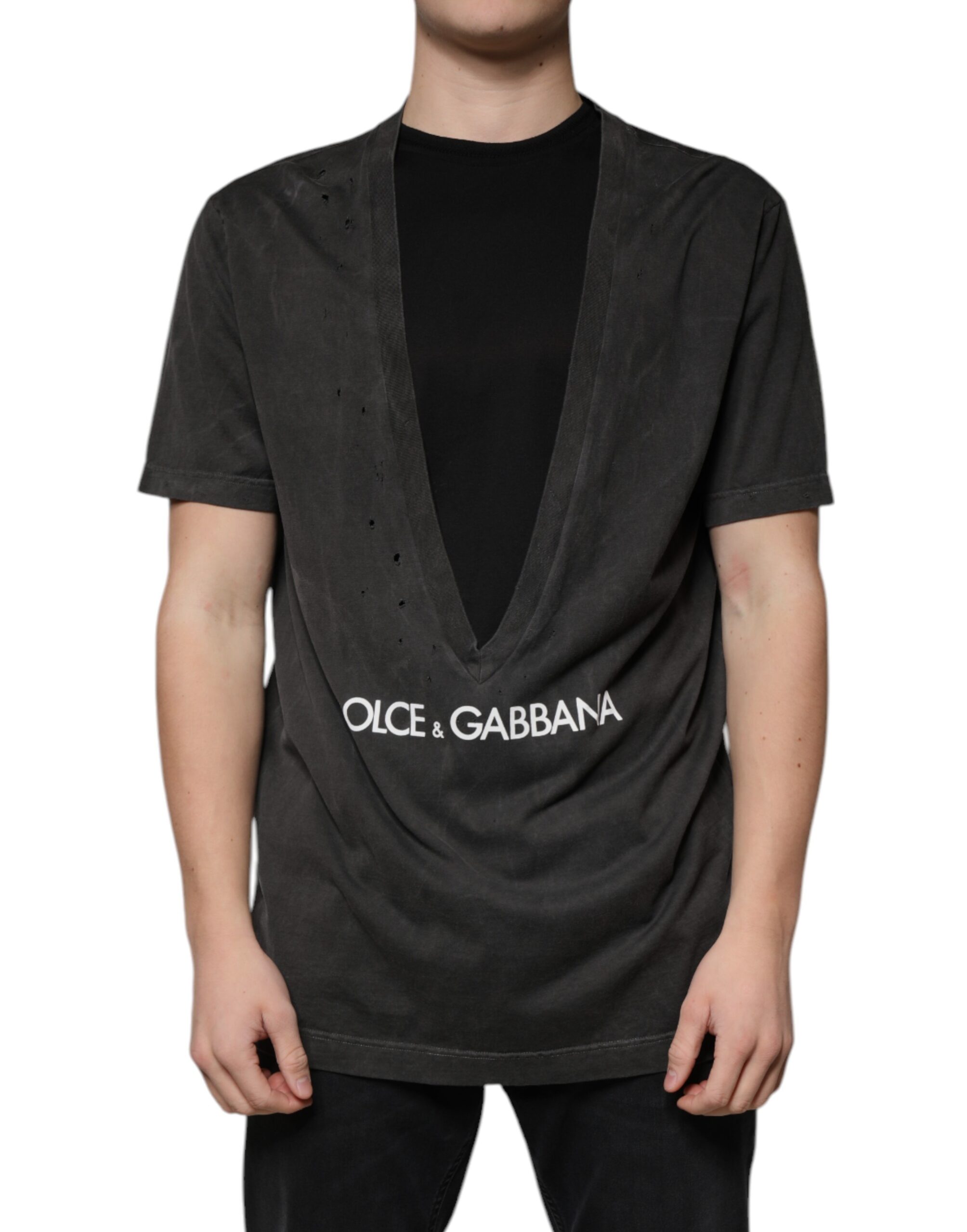 

Черная хлопковая футболка с круглым вырезом и короткими рукавами Dolce & Gabbana