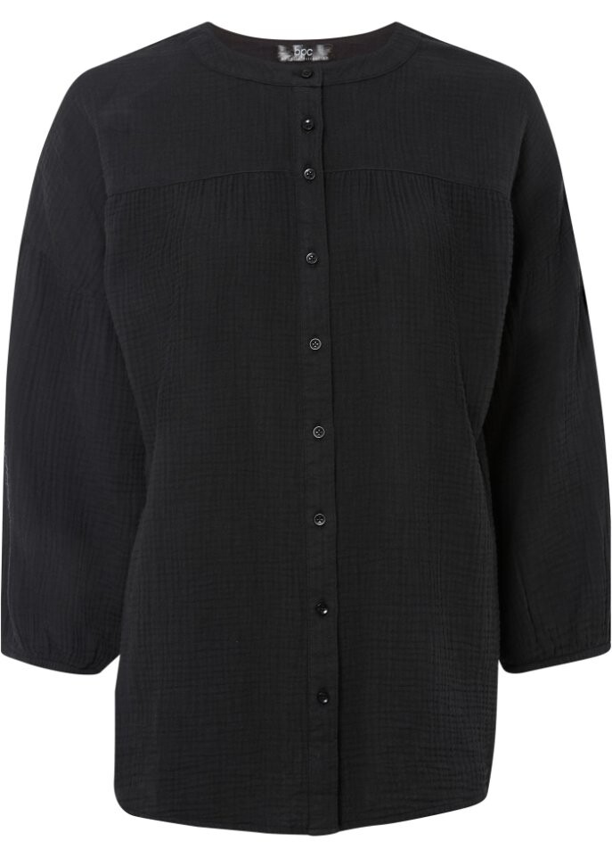 

Хлопковая блузка из муслина рукава 7/8 Bpc Bonprix Collection, черный
