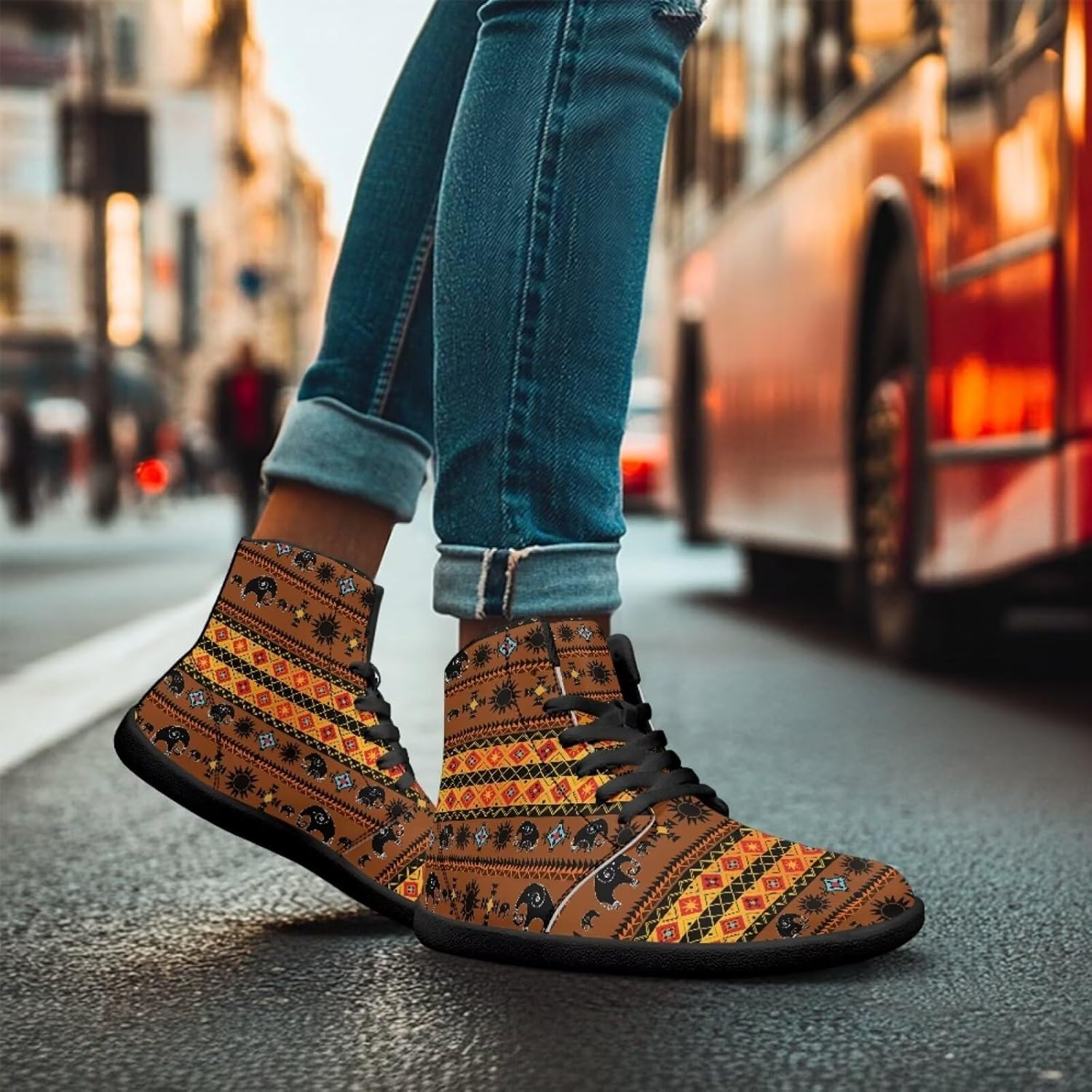 Кроссовки Binienty High Top Barefoot для женщин и мужчин, модные с нулевым перепадом, водонепроницаемые походные ботинки из ПУ-кожи, коричневый — фото 4