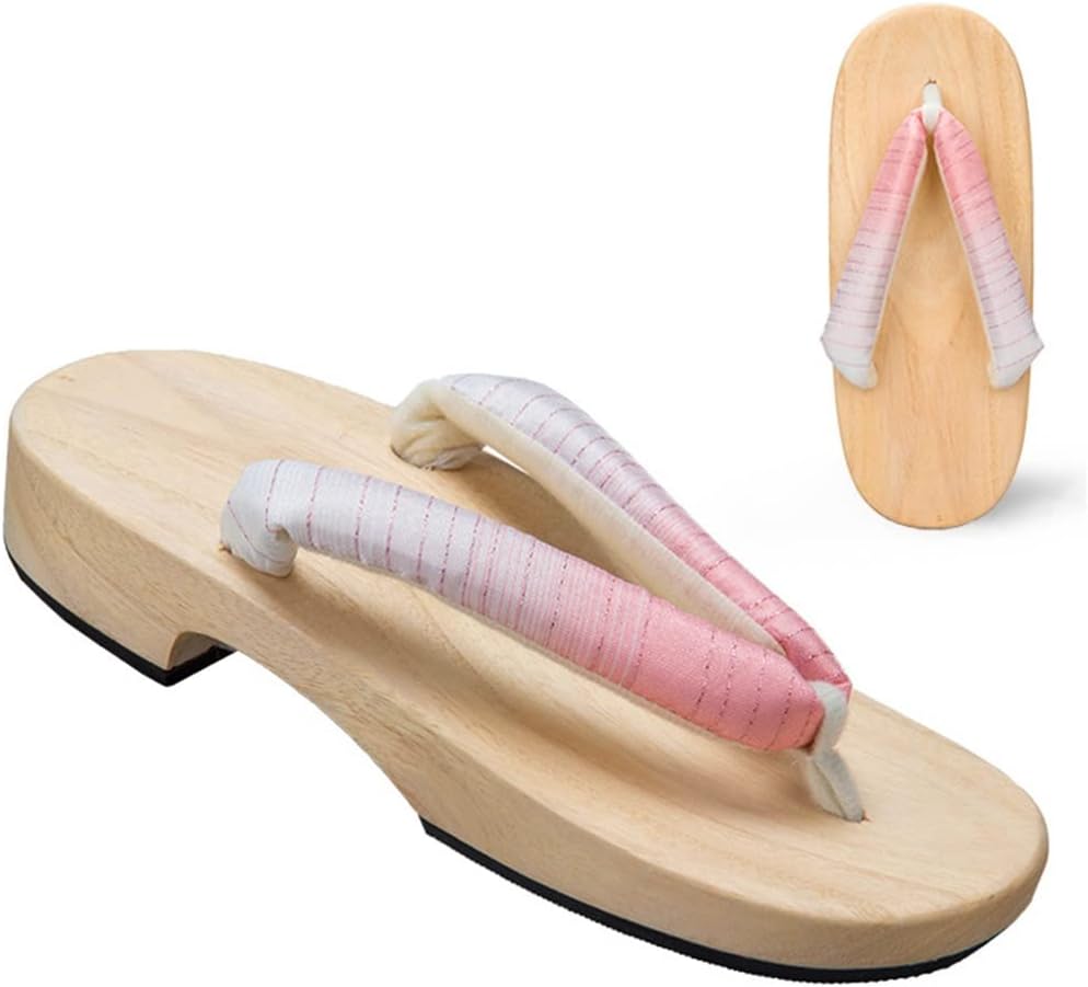 

Женские и мужские шлепанцы для дома с открытым носком, женские тапочки, традиционные деревянные сабо, сандалии Гета, с плоской подошвой, широкие, градиентные, однотонные, повседневные тапочки Kitcissl, розовый