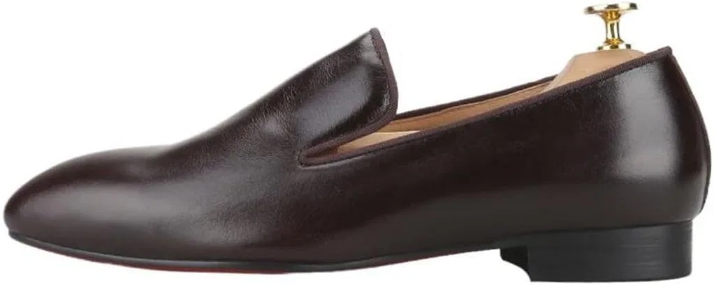 Кроссовки кожаные Polished Loafers Handmade Slip-On Shoes, шоколад — фото 3