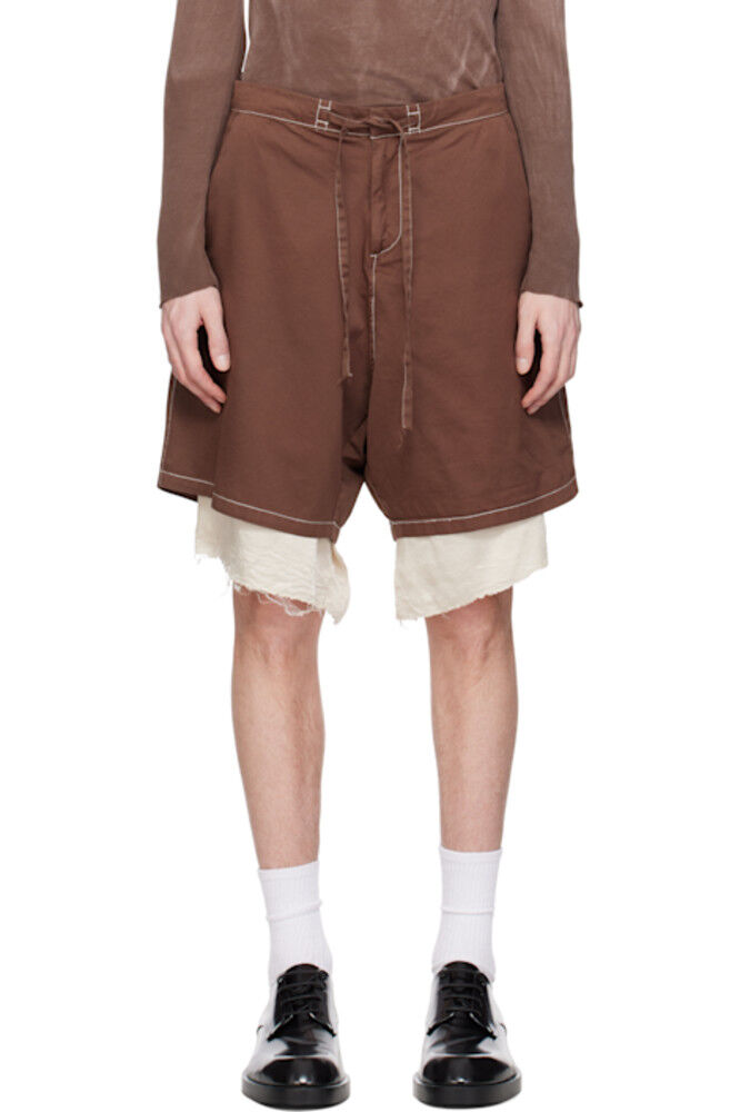 

Коричневые атласные шорты Exploded Piece Dyed Edward Cuming