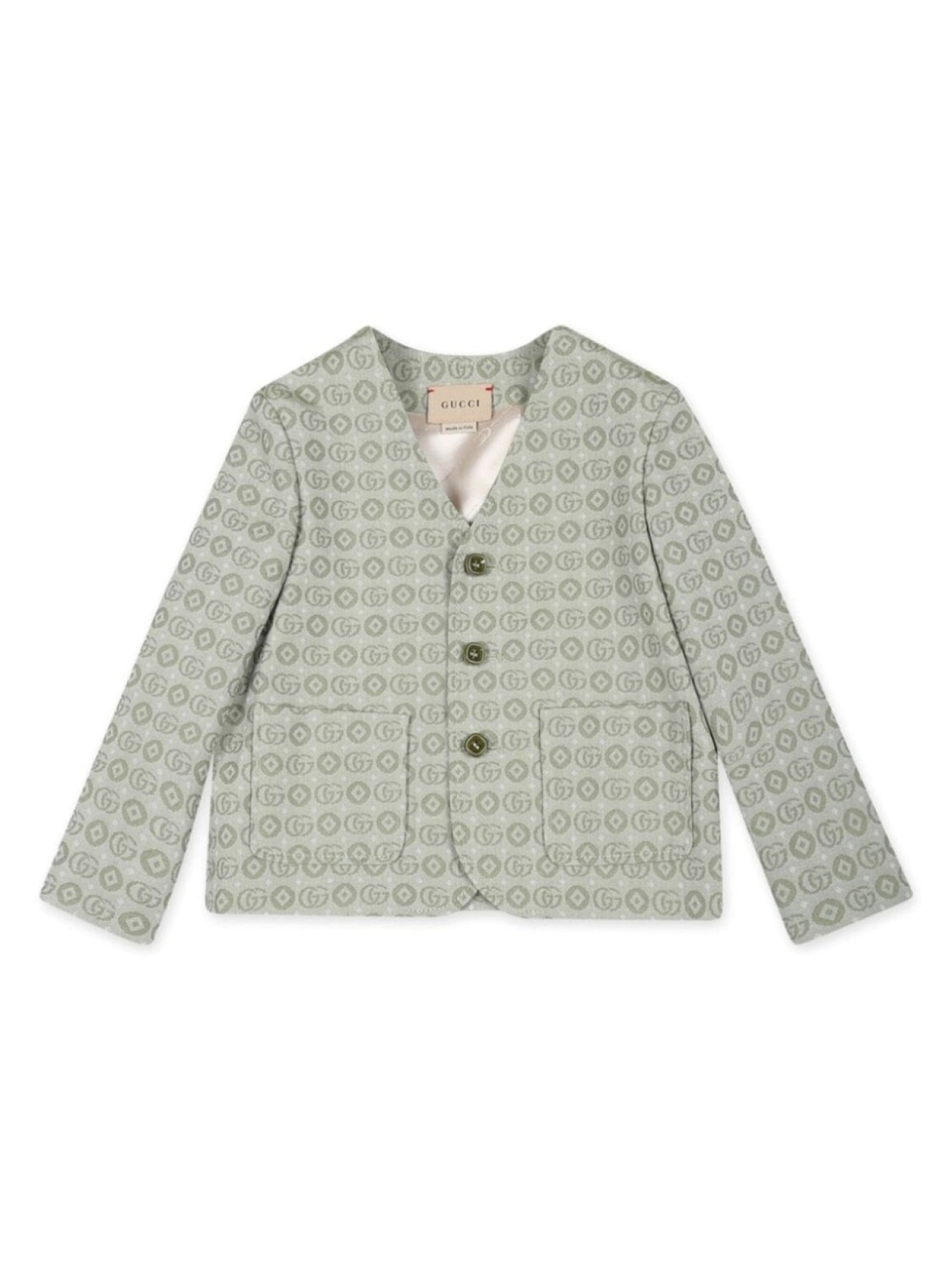 

Gucci Kids хлопковый блейзер с двойной G-образной отделкой, зеленый