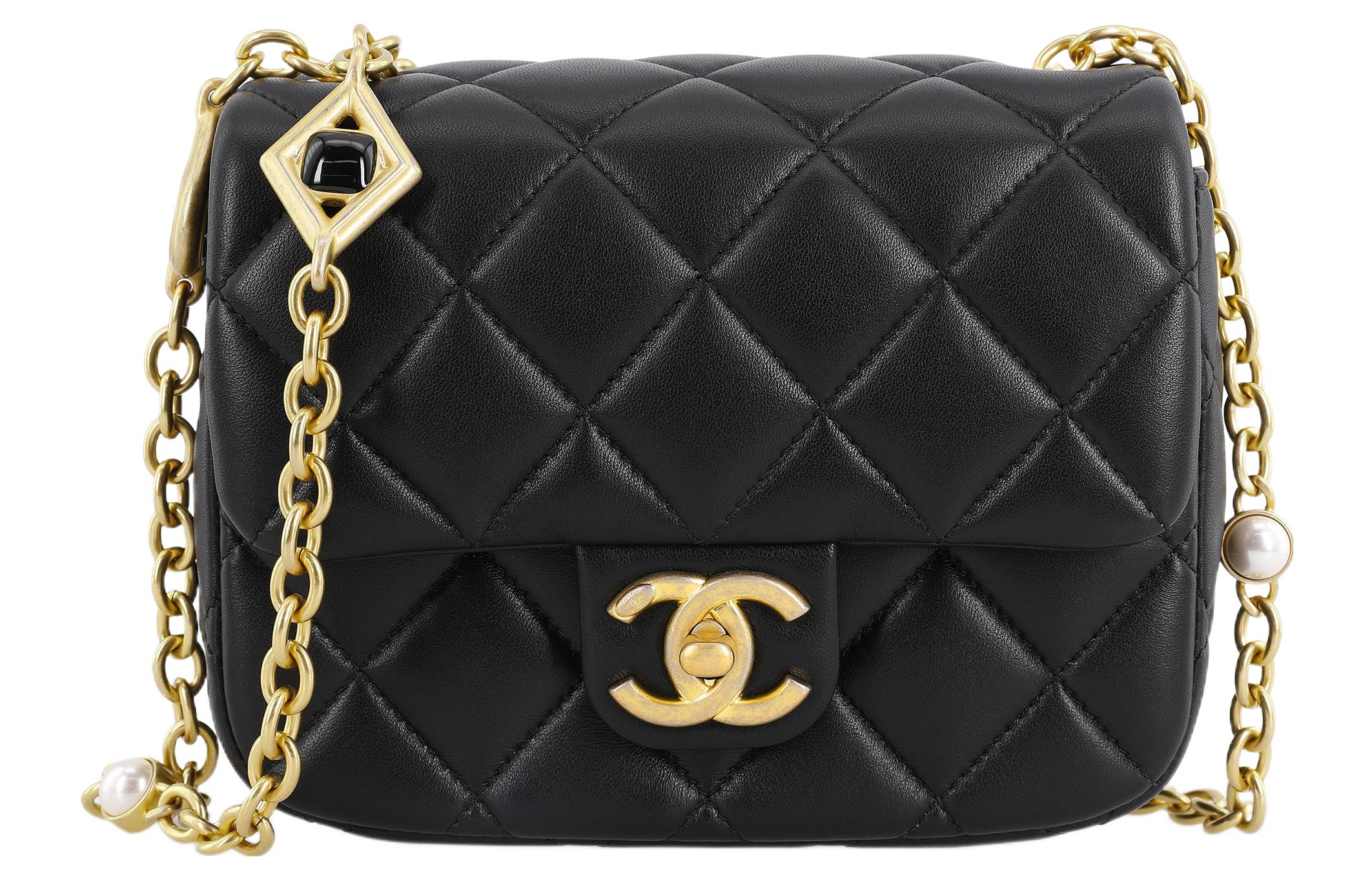 

Кожаный клатч с клапаном, миниатюрная женская сумка через плечо, черная CHANEL