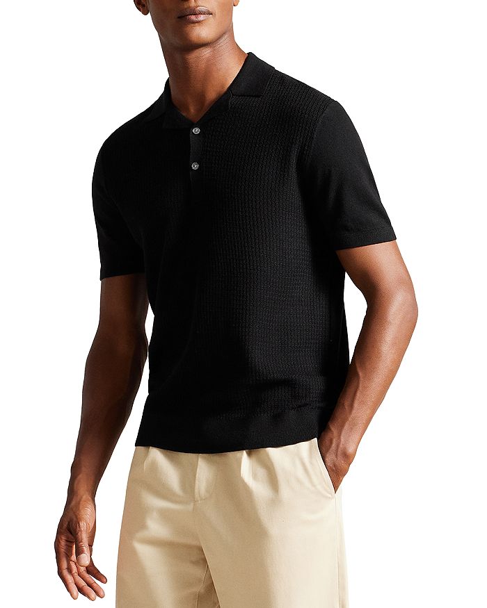 

Поло с короткими рукавами Adio Textured Front Knit Ted Baker, черный