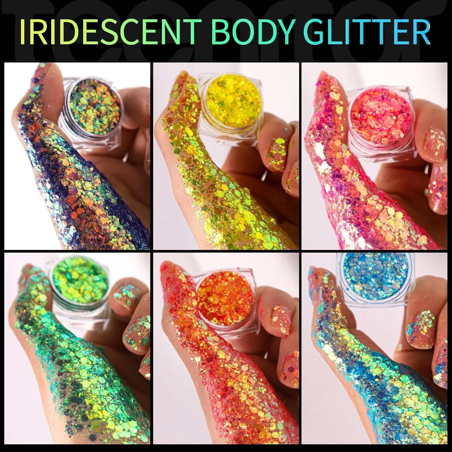 Набор гелевых блесток для лица и тела Festival Glitter Face, 12 штук Charfia, 12Pcs B — фото 2