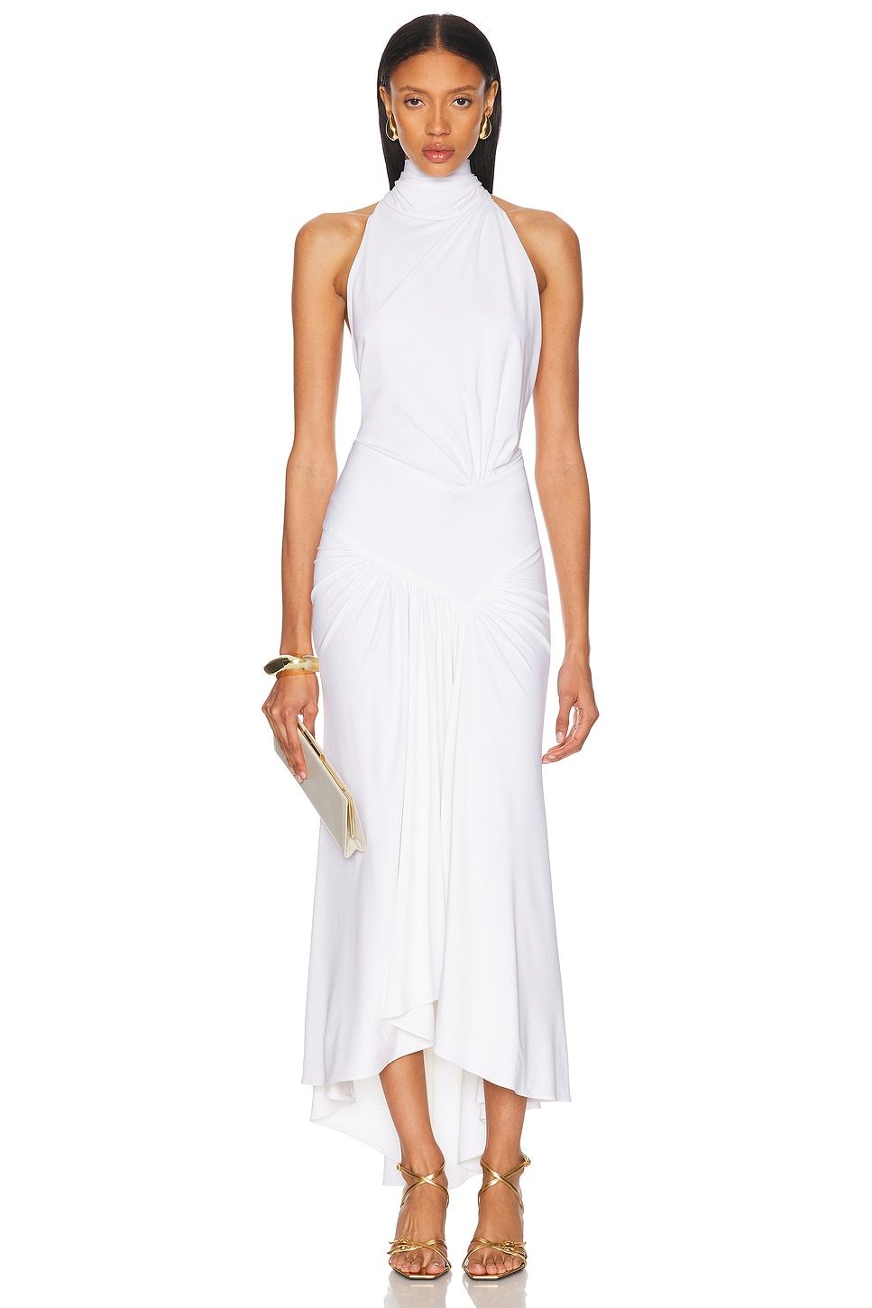 

Платье миди с бретелями-хомутом Alexandre Vauthier, Optical White