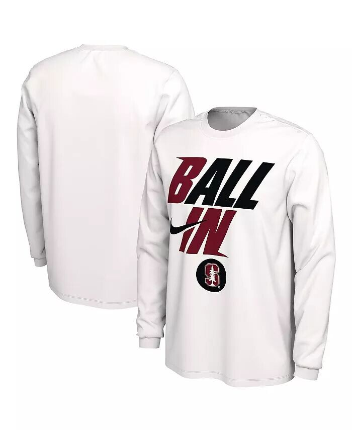 

Мужская белая футболка Stanford Cardinal Ball In Bench с длинным рукавом Nike