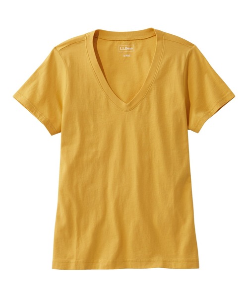 

Футболка из стираного хлопка, с короткими рукавами и V-образным вырезом, стандартный американский крой L.L.Bean, оранжевый