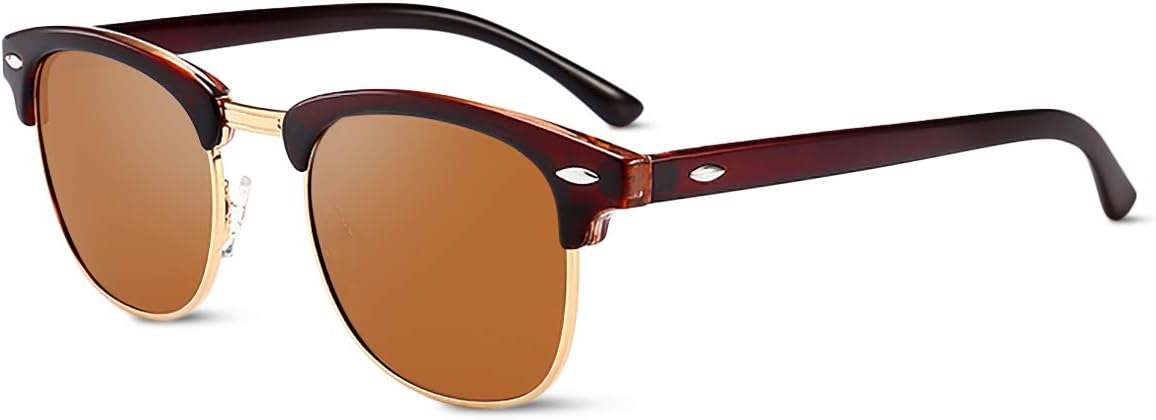 

Поляризованные солнцезащитные очки для мужчин и женщин, сверхлегкая полуободковая оправа, защита от УФ-излучения UV 400, очки для вождения, для активного отдыха и путешествий LumiSyne, Brown/Gold