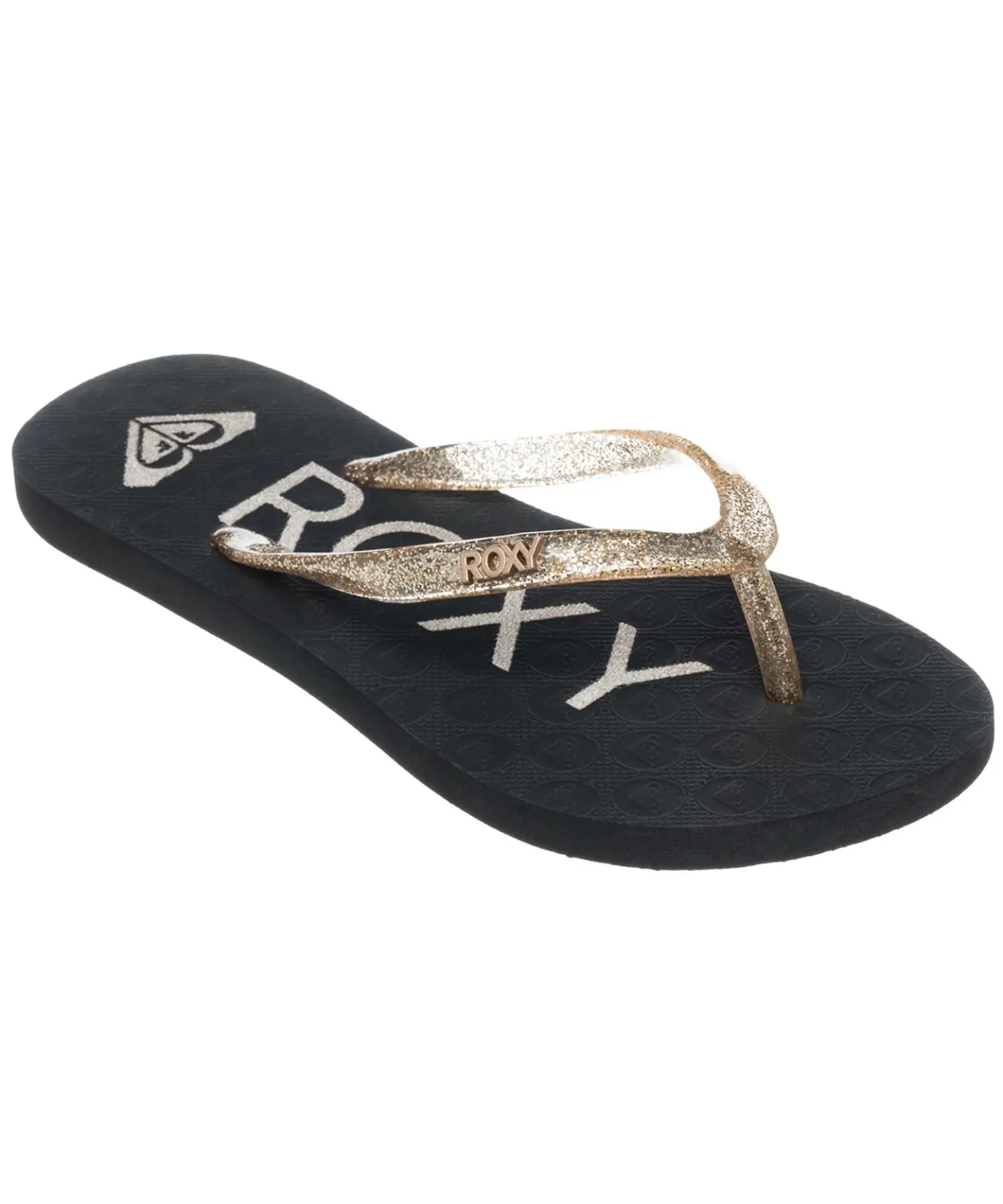 Детские пляжные сандалии ROXY RG VIVA SPARKLE с глиттером чёрные