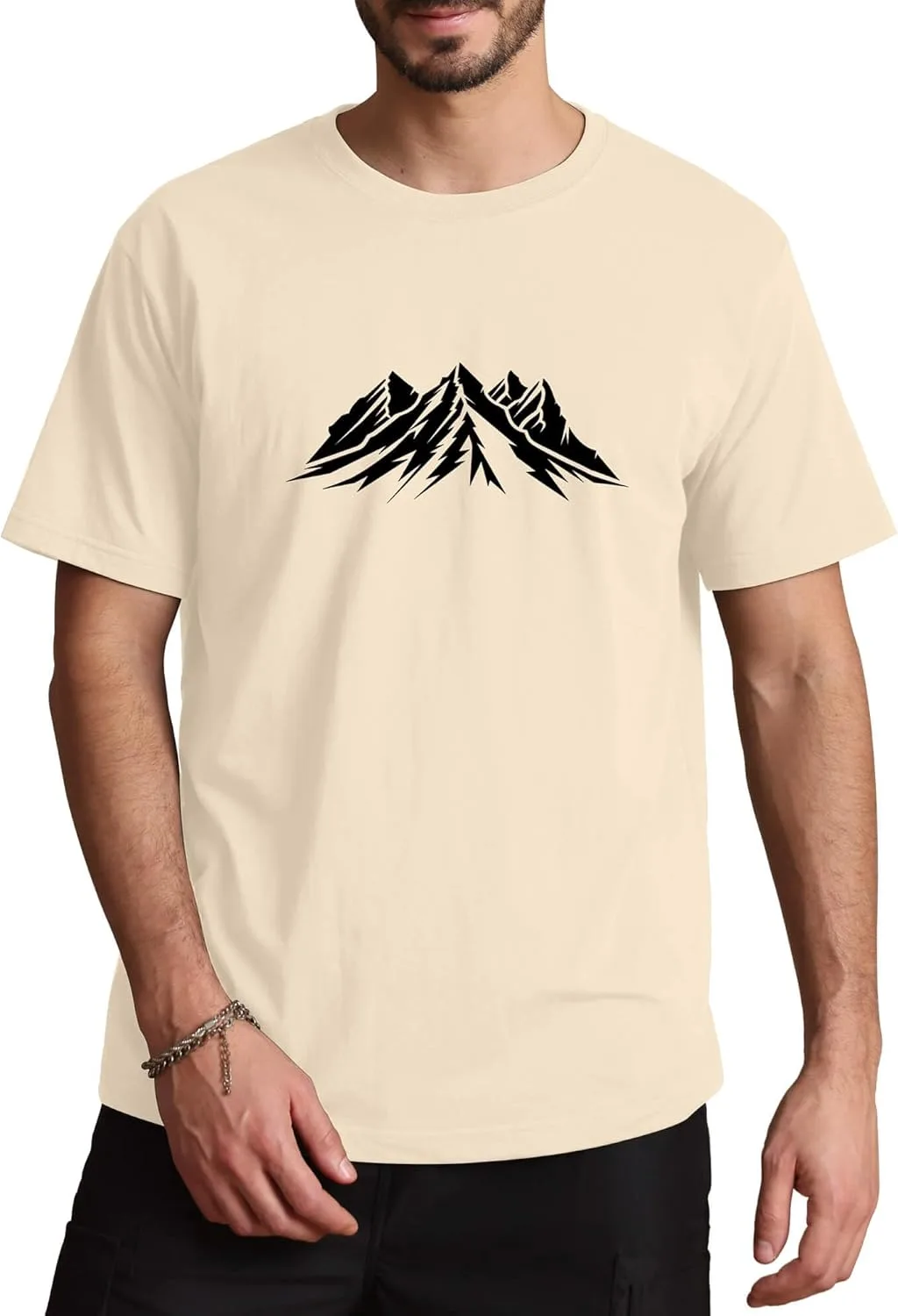 

Футболка мужская с горным принтом, короткий рукав, 100% хлопок Aiyino