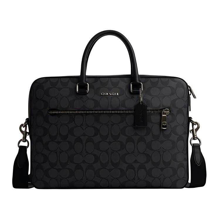 

COACH Кожаный портфель через плечо мужской черный