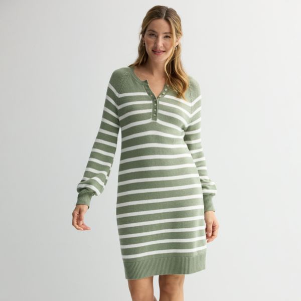 

Женское платье-свитер хенли Sonoma Goods For Life, цвет olive white stripe