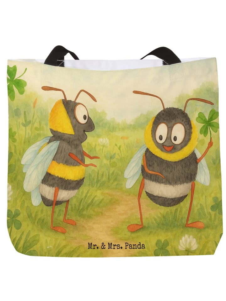 

Сумка-шоппер с рисунком шмеля и клевера, без слогана, белого цвета Mr. & Mrs. Panda