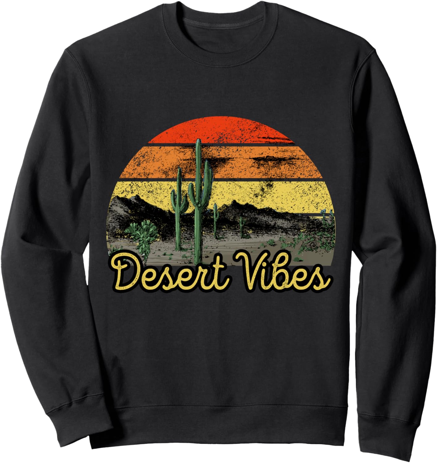 

Ретро-винтажная толстовка в стиле пустыни для любителей кактусов Retro Vintage Desert Vibes Cactus, черный