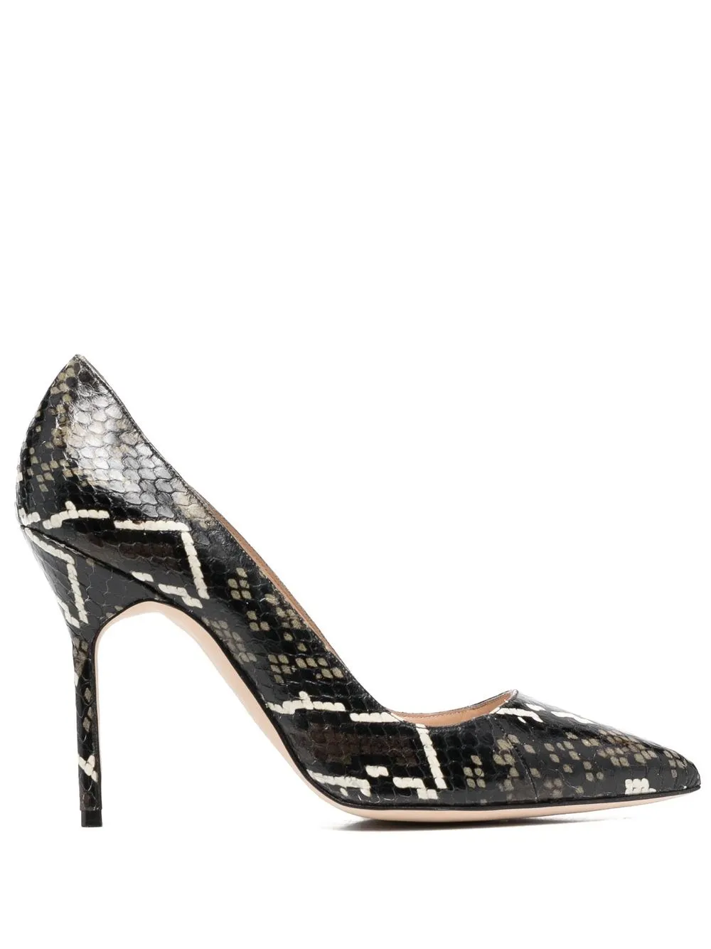 Туфли-лодочки на шпильке с эффектом змеиной кожи Manolo Blahnik, коричневый