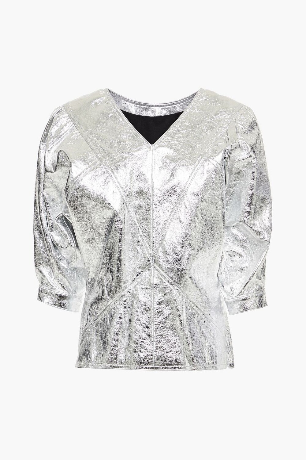 

Топ Nolaz из фактурной кожи с эффектом металлик ISABEL MARANT, серебряный