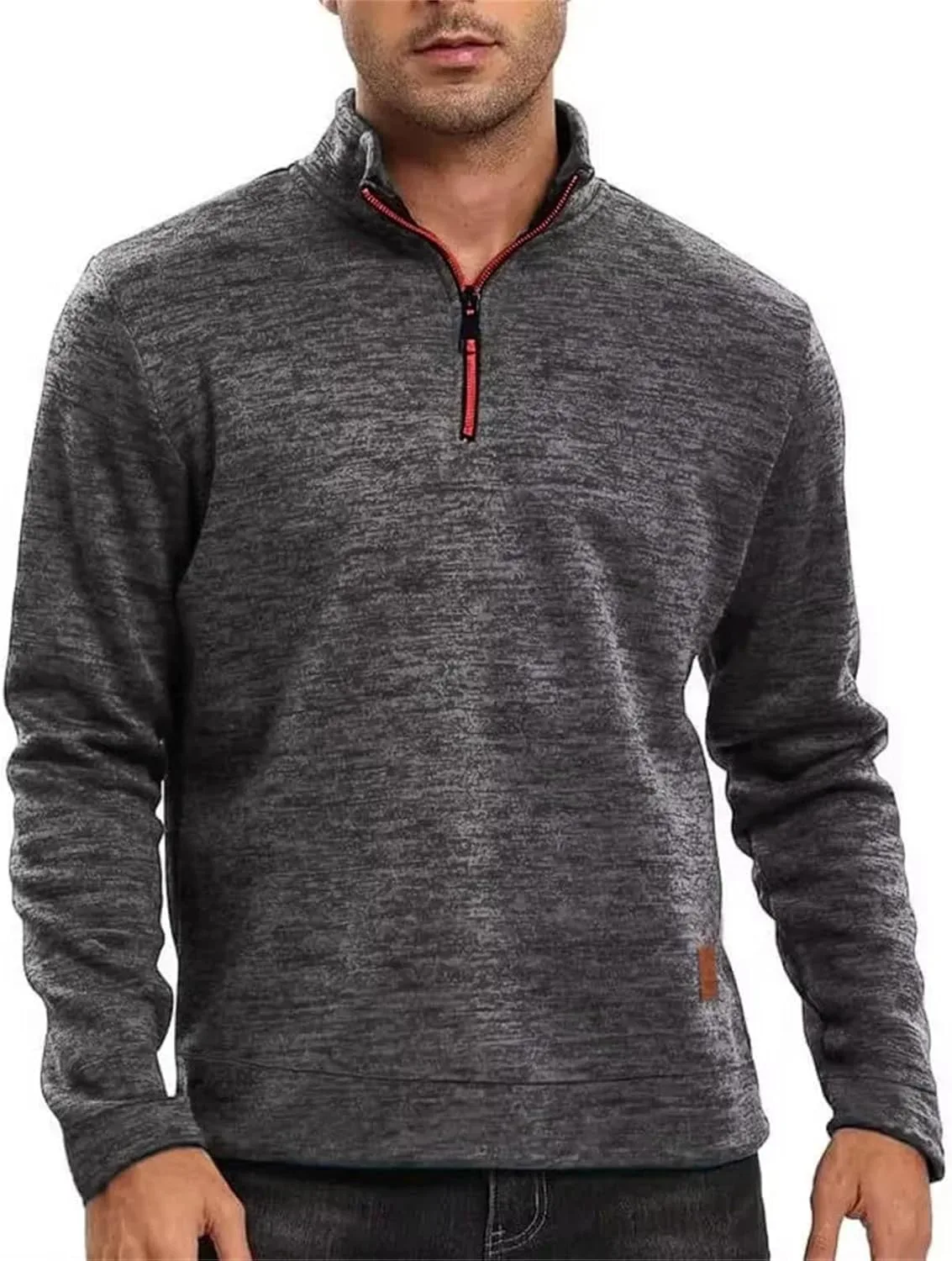 Легкая дышащая половинка на молнии мужская стойка однотонный пуловер casual slim — фото 2