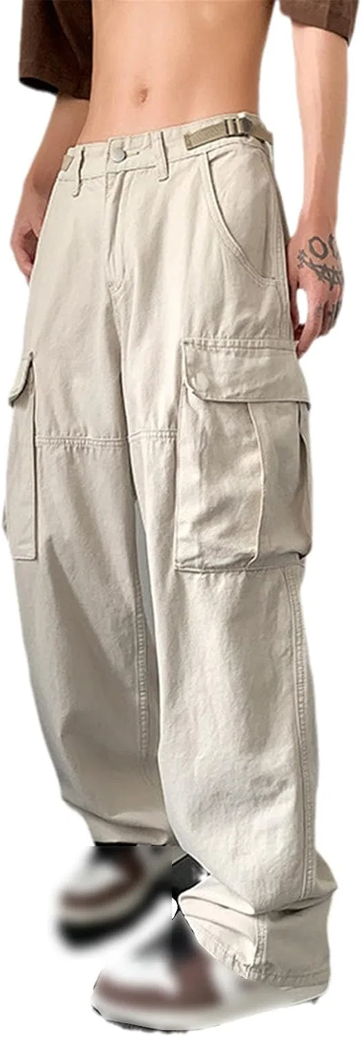 Джинсы с карманами, свободные, Beige