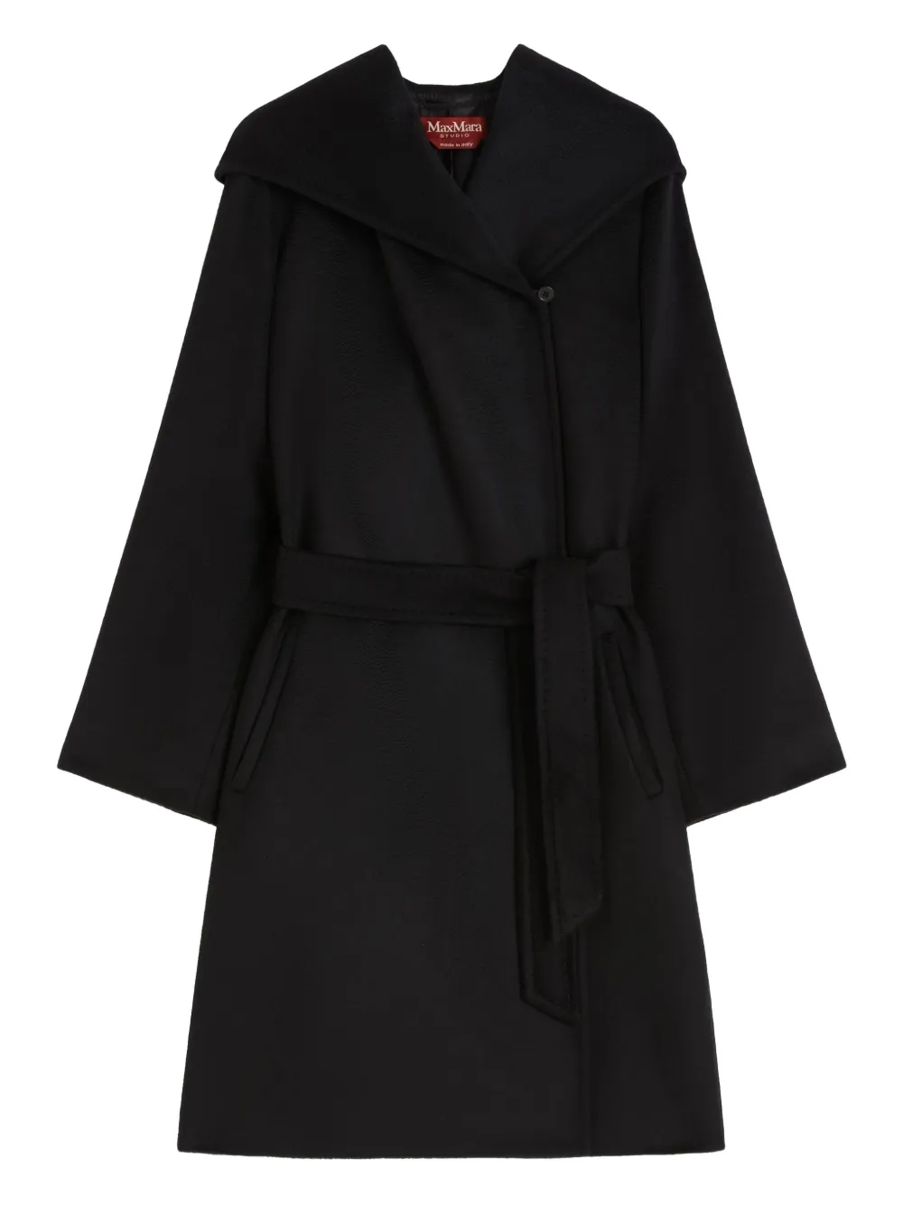 

Пальто с капюшоном и поясом MAX MARA, черный