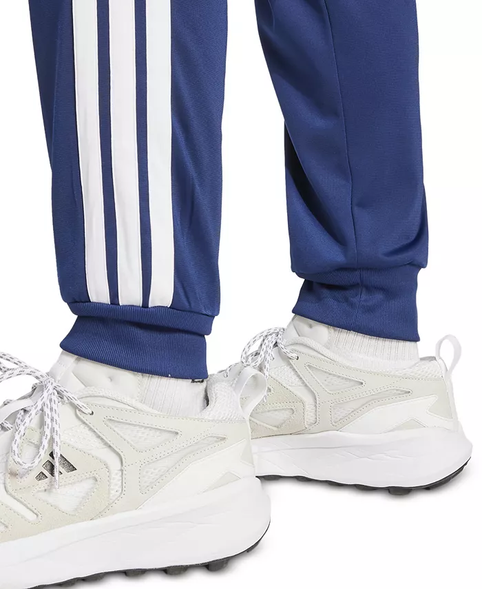 Мужские классические сужающиеся спортивные брюки в полоску adidas, синий — фото 4