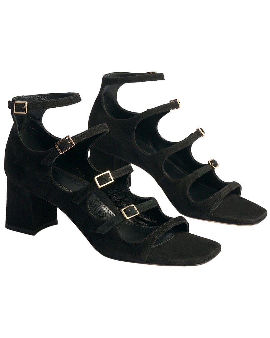 Marion Parke Francine Block Suede Sandal, черный