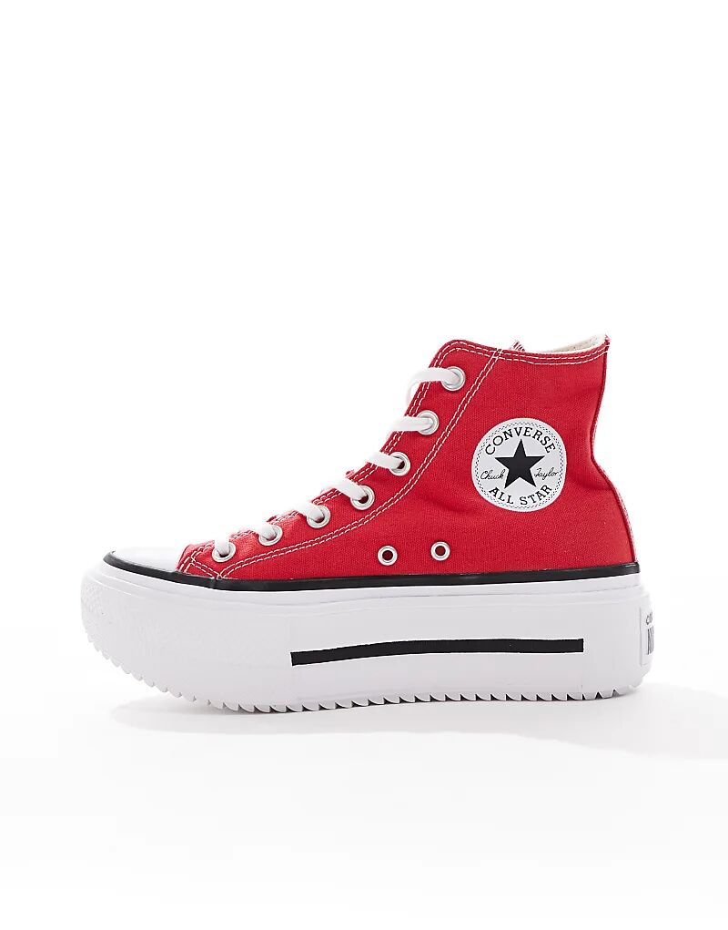 Кроссовки Converse Chuck Taylor All Star Lift Hi Double Stack красного цвета — фото 2