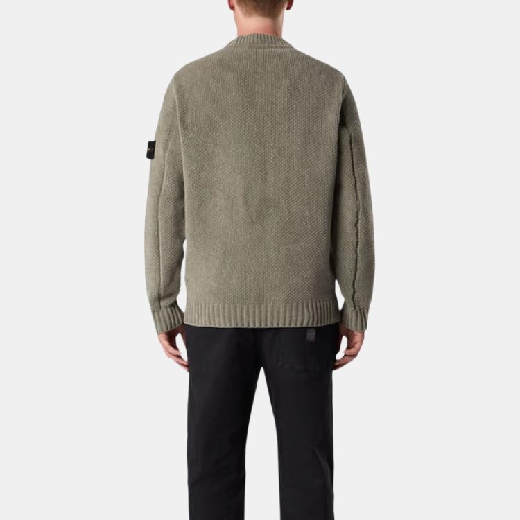 Свитер с текстурой и круглым вырезом STONE ISLAND, sage зеленый — фото 4