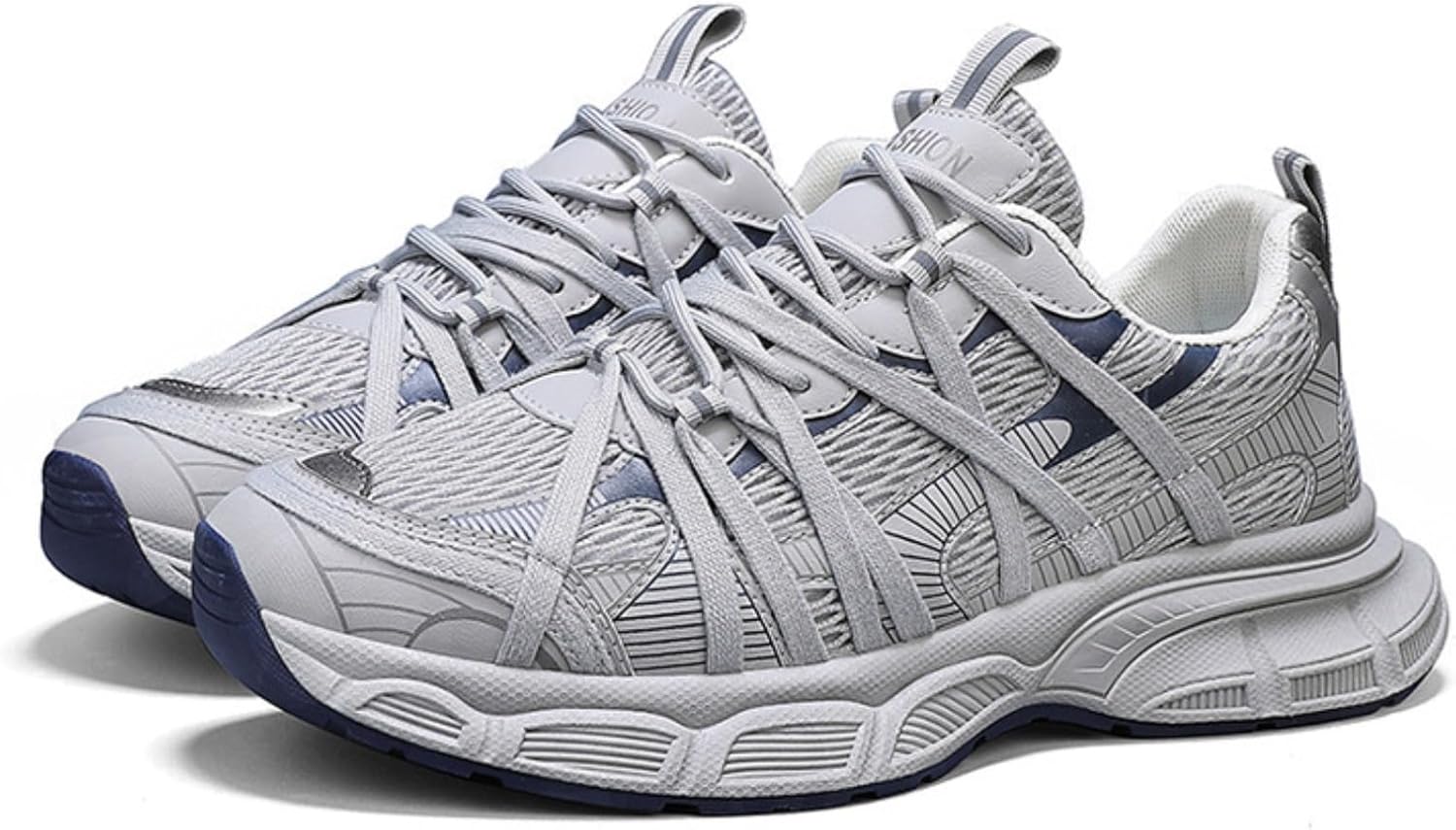 

Мужские повседневные кроссовки на платформе с сетчатыми вставками, дышащие шнурованные обувь для ходьбы, обеспечивающие комфорт и стиль каждый день Azttoztto, серый