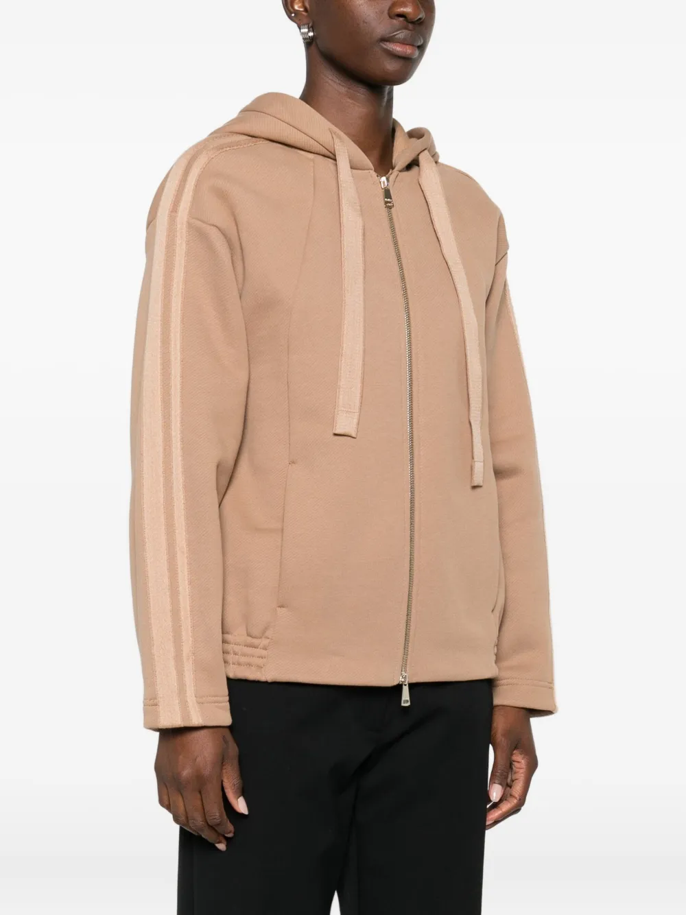 Толстовка на молнии с полосатыми деталями Max Mara, коричневый — фото 3