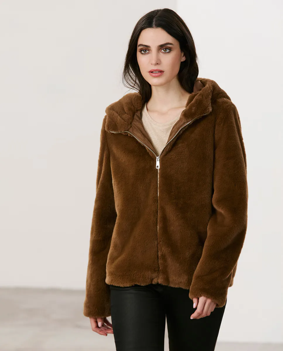 

Женская шуба из искусственного меха с капюшоном Vero Moda, коричневый