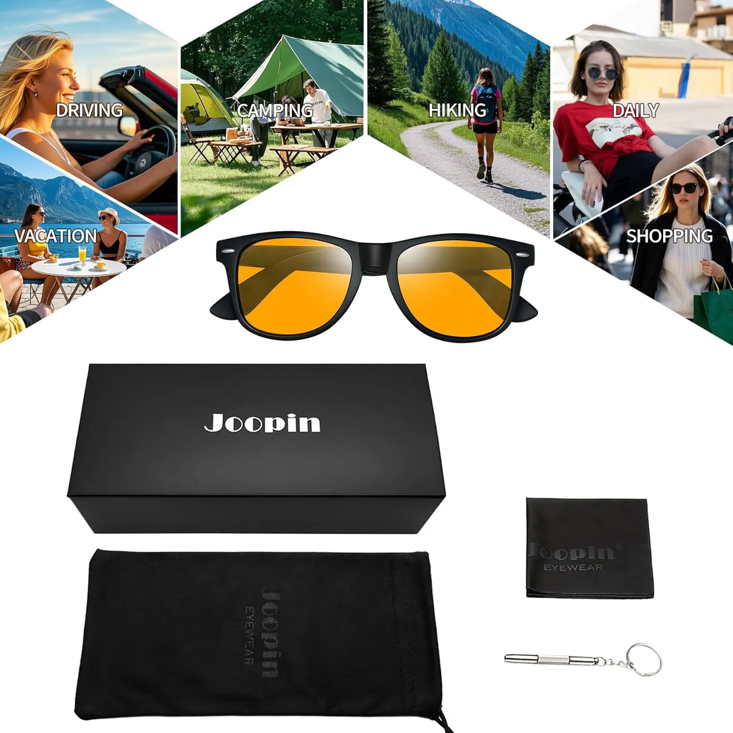 

Солнцезащитные очки Joopin Square с поляризацией и защитой от УФ-излучения. Модные дизайнерские солнцезащитные очки для мужчин и женщин, A06-black Hd Orange