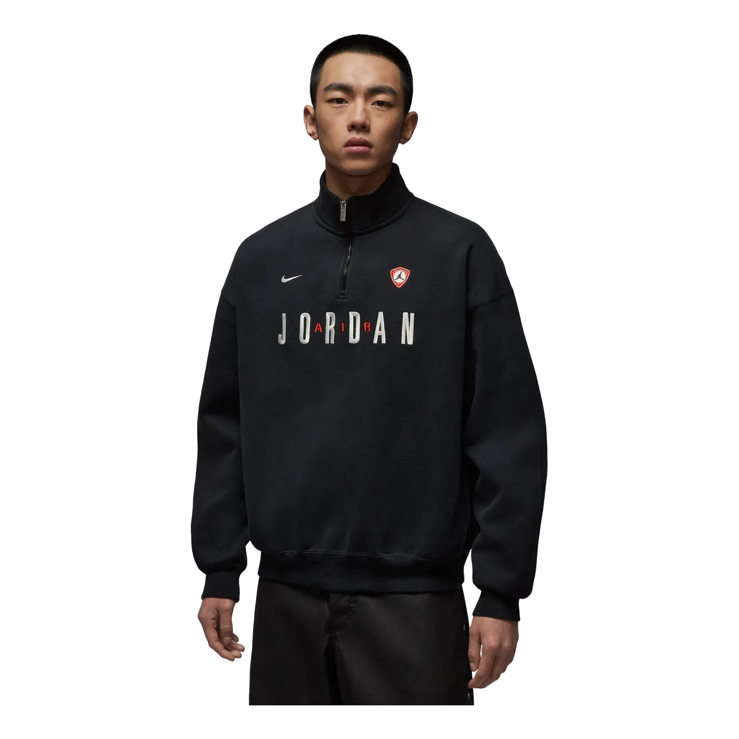 Флисовая толстовка Jordan Flight Graphic с застежкой-молнией на четверть длины, цвет «Черный парус» IF1817-010
