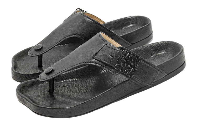 Кожаные шлепанцы Flip Flops с логотипом LOEWE, original shoe box included — фото 3