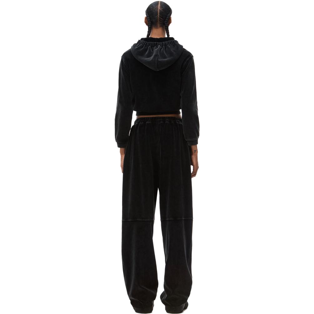 Футболка с застёжкой-молнией из бархата Alexander Wang, чёрный — фото 3