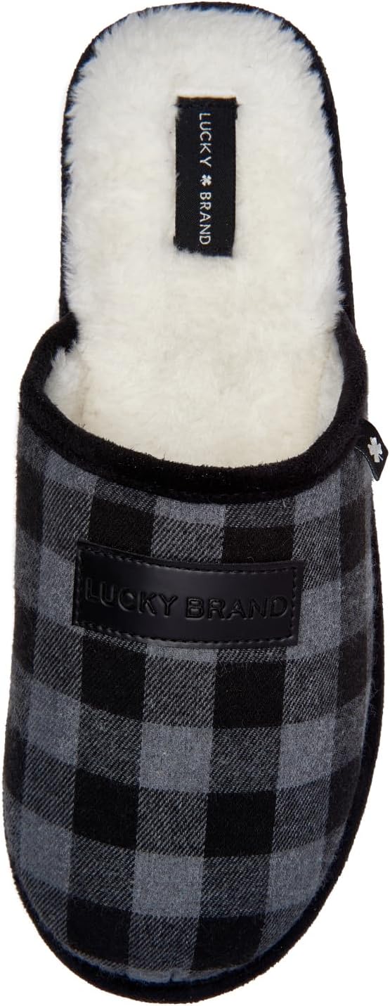 

Мужские тапочки-клоги Lucky Brand в клетку с эффектом памяти - уют и стильный комфорт на каждом шагу, серый