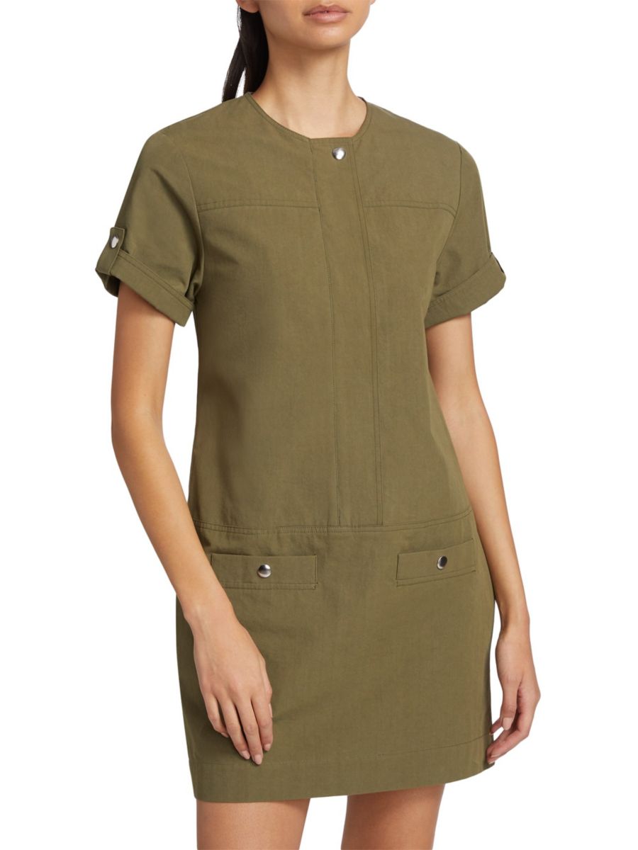 

Платье-трапеция Watson из мятого хлопка Proenza Schouler White Label, цвет Dark Olive