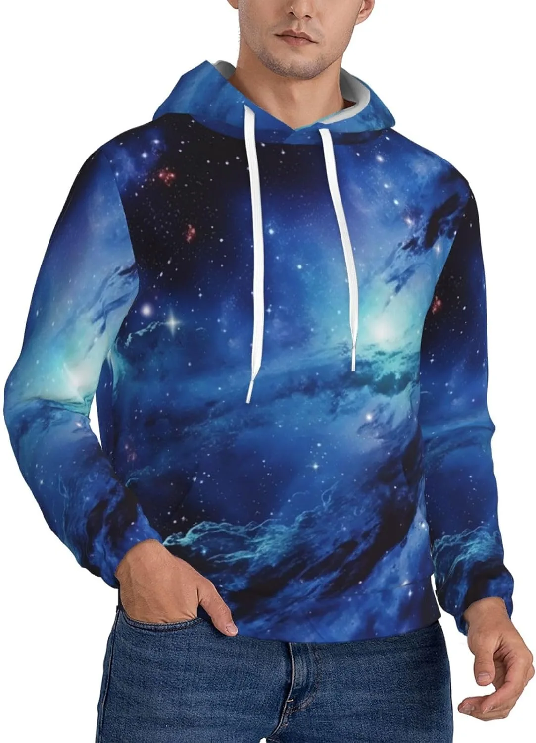 

Мужская флисовая толстовка с капюшоном Blue Universe Space Galaxy FHEBNDS