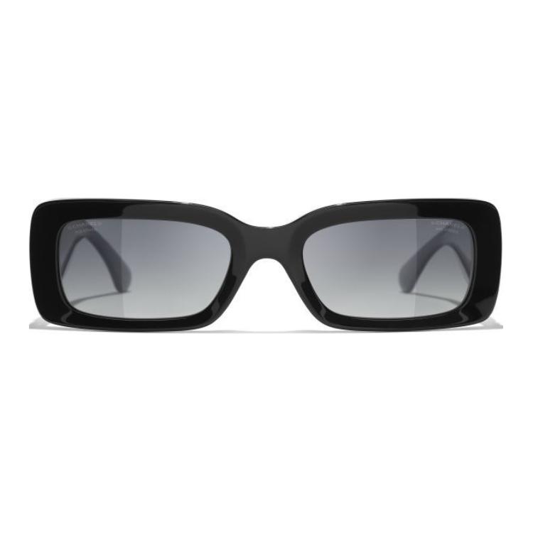 

Ацетатные прямоугольные солнцезащитные очки унисекс черные CHANEL