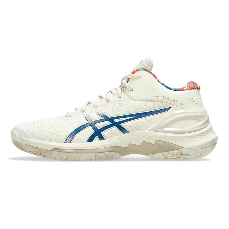 

ASICS Баскетбольные кроссовки Gel Burst 28 Shock Absorbers, противоскользящие, износостойкие, средней высоты, бежево-синие, мужские