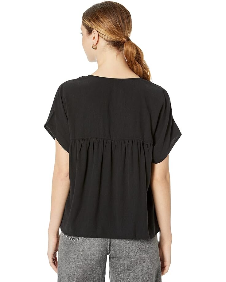 

Топ Madewell Lusterweave Pintuck Top, реальный черный