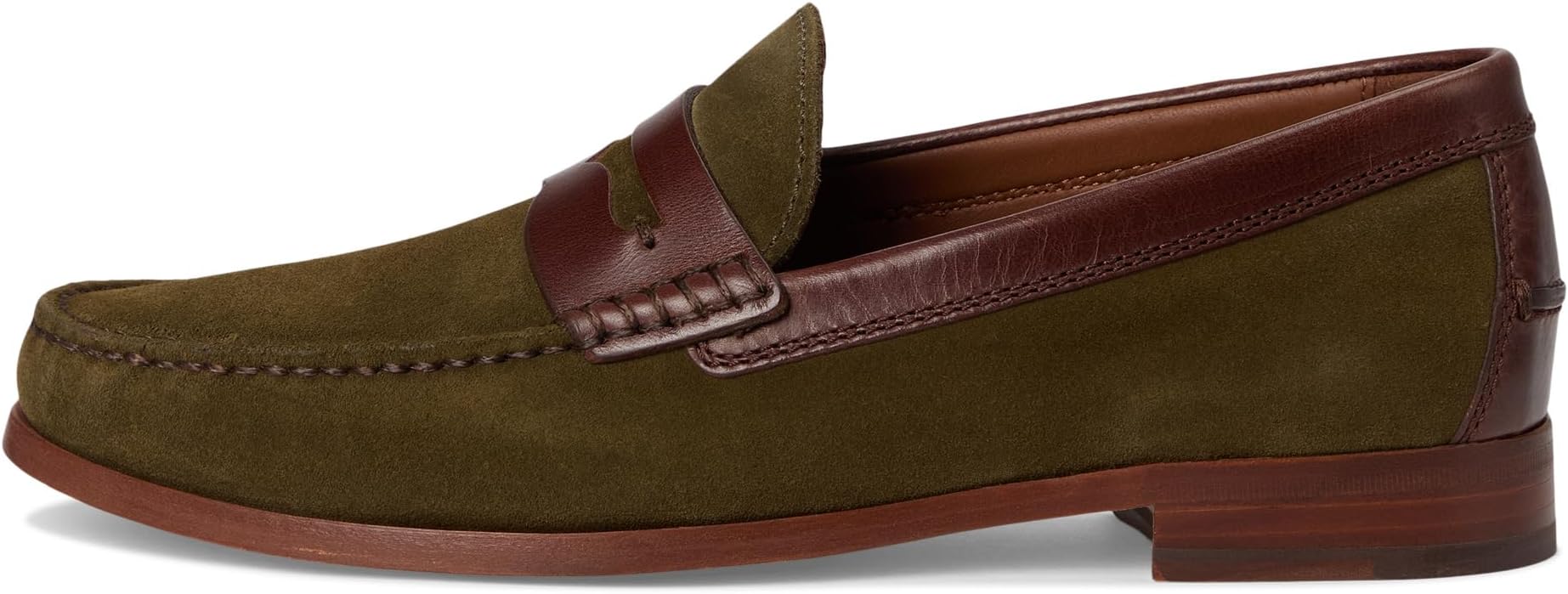 Лоферы Johnston & Murphy Collection Men's Baldwin Penny, Olive Waxed English Suede/Brown Full Grain — фото 4