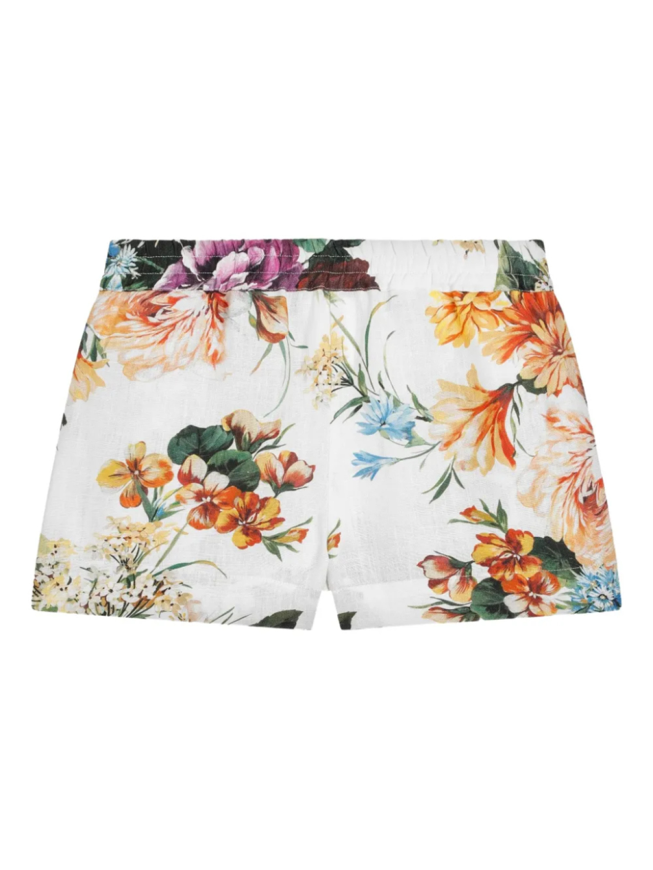 Dolce & Gabbana Kids льняные шорты с цветочным принтом, белый — фото 2