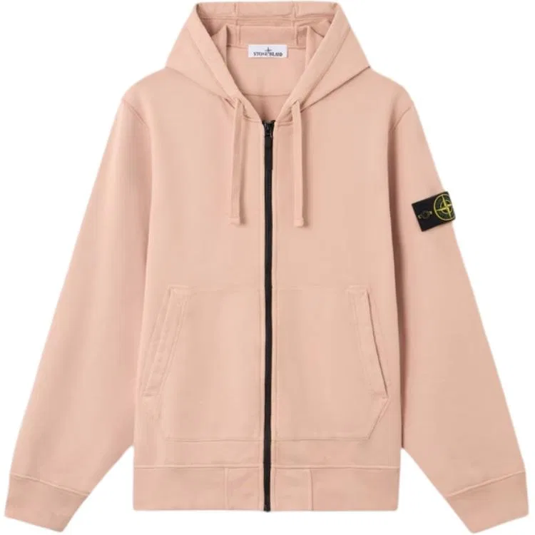 Толстовка на молнии с капюшоном из органического флиса, regular fit, мужская, SS26 STONE ISLAND, Pink Gypsum