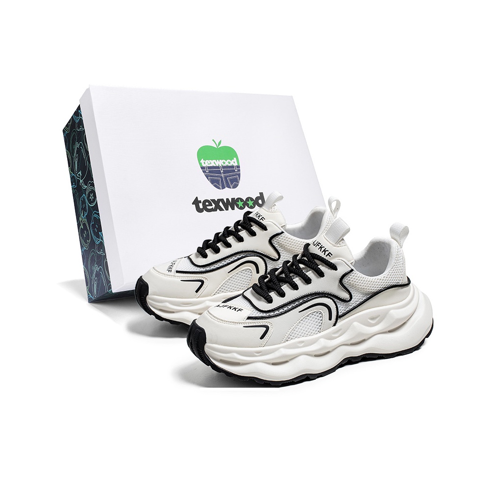 

TEXWOOD Мужские низкие массивные кроссовки White Black, цвет White Black