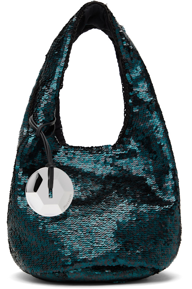 

Мини-сумка шоппер с пайетками Jw Anderson, цвет dark teal